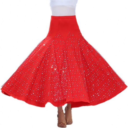 ® Elegant Sequin Ballroom Waltz Dancing Long Swing Party Skirt One Size