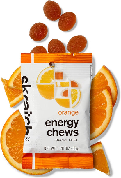 Energy Chews | Energy Gummies for Running, Cycling, and Sports Preformance | Energy Gel Alternative | Orange (10 Pack) | Gluten Free, Vegan