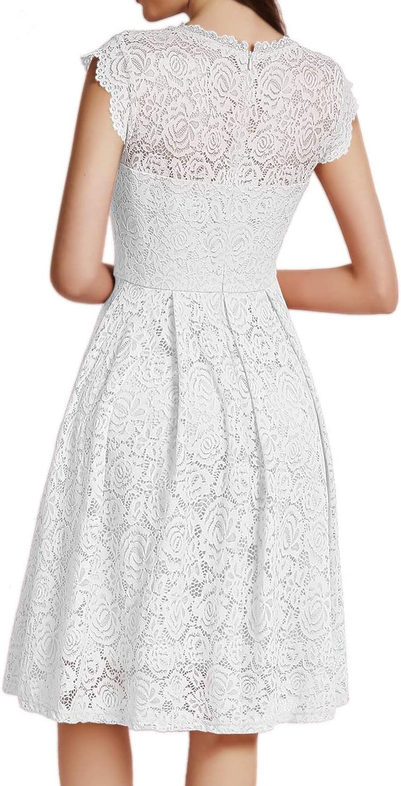 Floral Lace Prom Graduation Cocktail Dress for Women A-Line Wedding Guest Dress