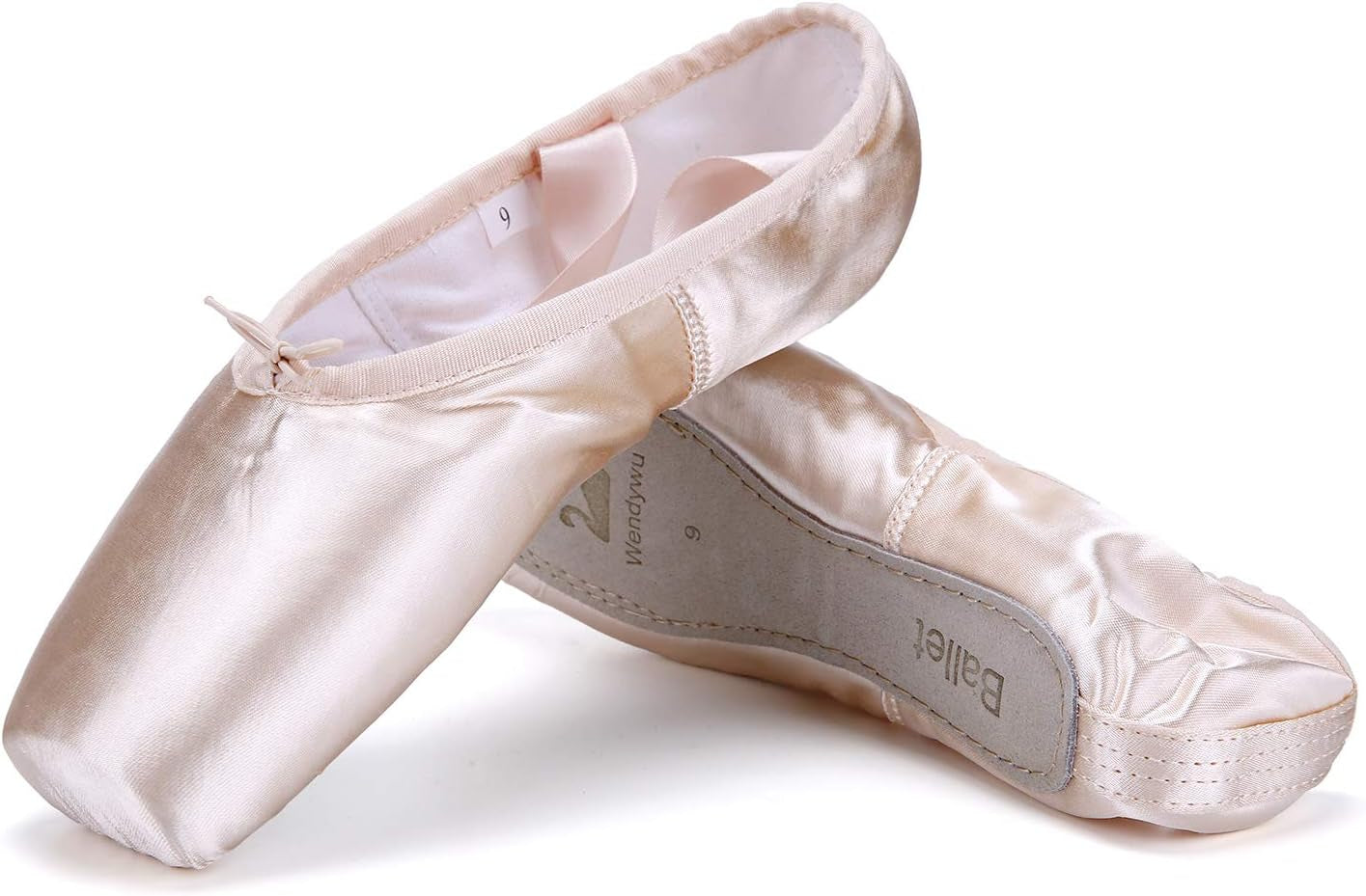 Professional Ballet Pointe Shoe for Kids Girl and Ladies Pink PU Soled Ballet Pointe Dance Shoes with Toe Pads