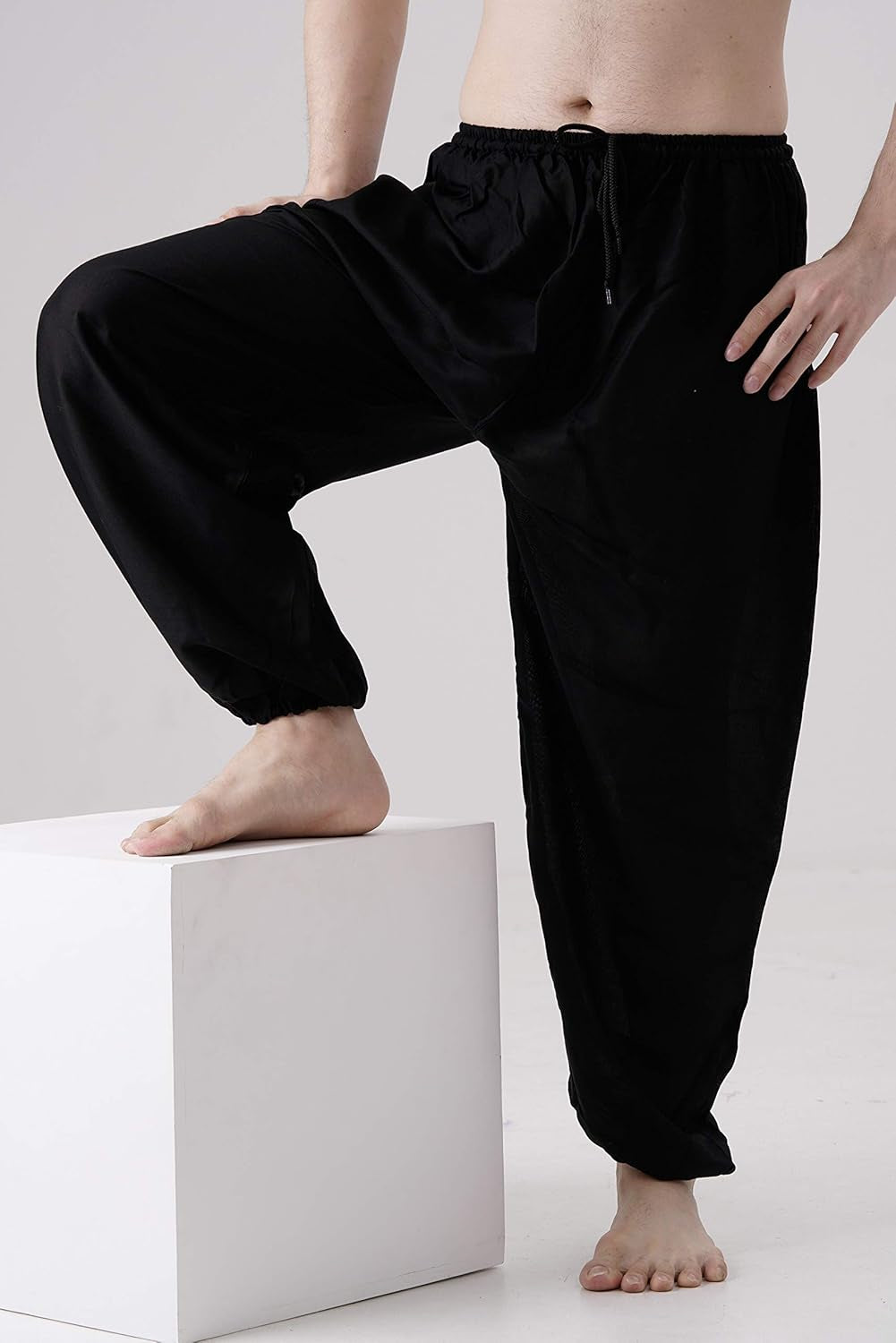 Men'S Harem Hippie Pants Boho Clothing (Black Classic, One Size)