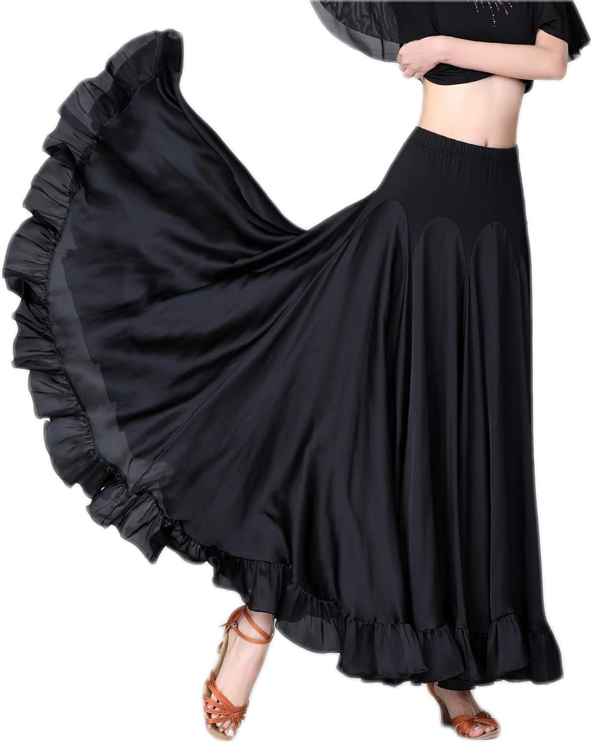 Long Modern Flamenco Waltz Standard Ballroom Dance Fancy Training Skirt