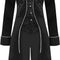 Men'S Gothic Tailcoat Victorian Costume Steampunk Jacket, Renaissance Pirate Vampire Frock Velvet Coat for Halloween(Black,Xxl)