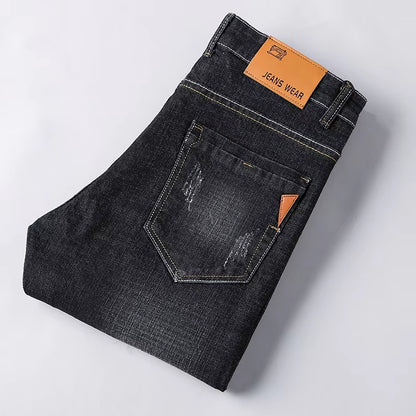 Hohe Qualität Dunkelblau Print Zerrissene Jeans Männer Original Marke Jeans Masculino Denim Hosen Männer Moto Biker Jeans