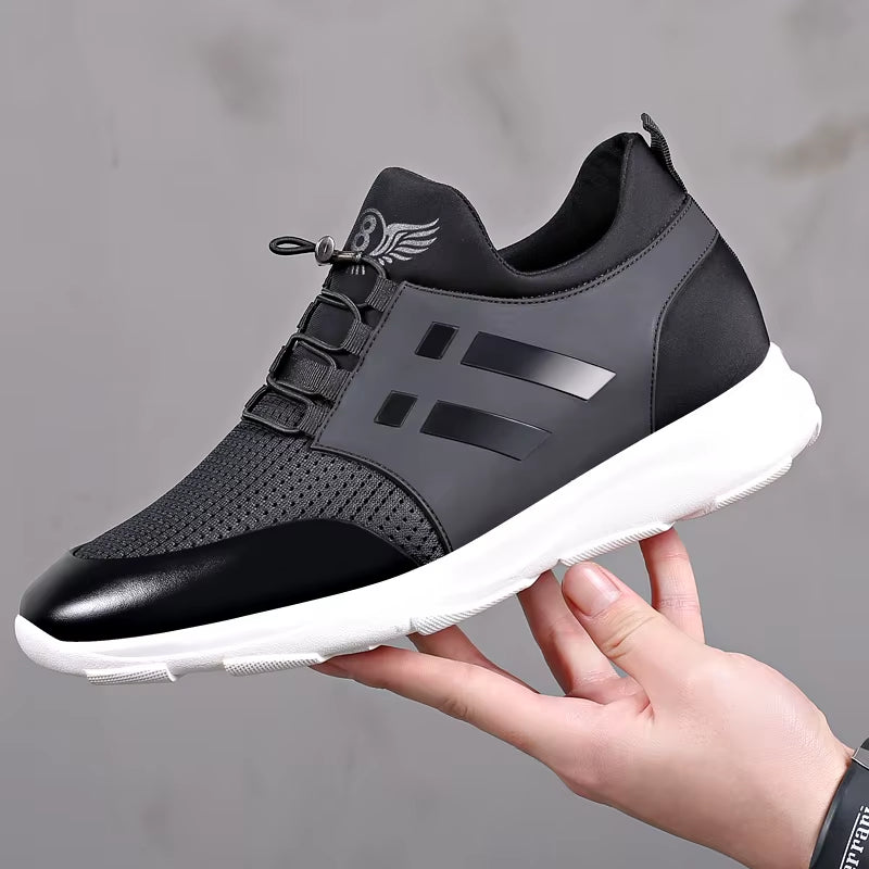 2024 Herren Schuhe Qualität Lycra Rindsleder Schuhe Marke 5Cm Zunehmende Britische Schuhe Neue Sommer Schwarze Mann Lässige Höhe Schuhe