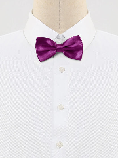 Men'S Bow Tie Adjustable Strap Formal Solid Tuxedo Pre-Tied Purple Red