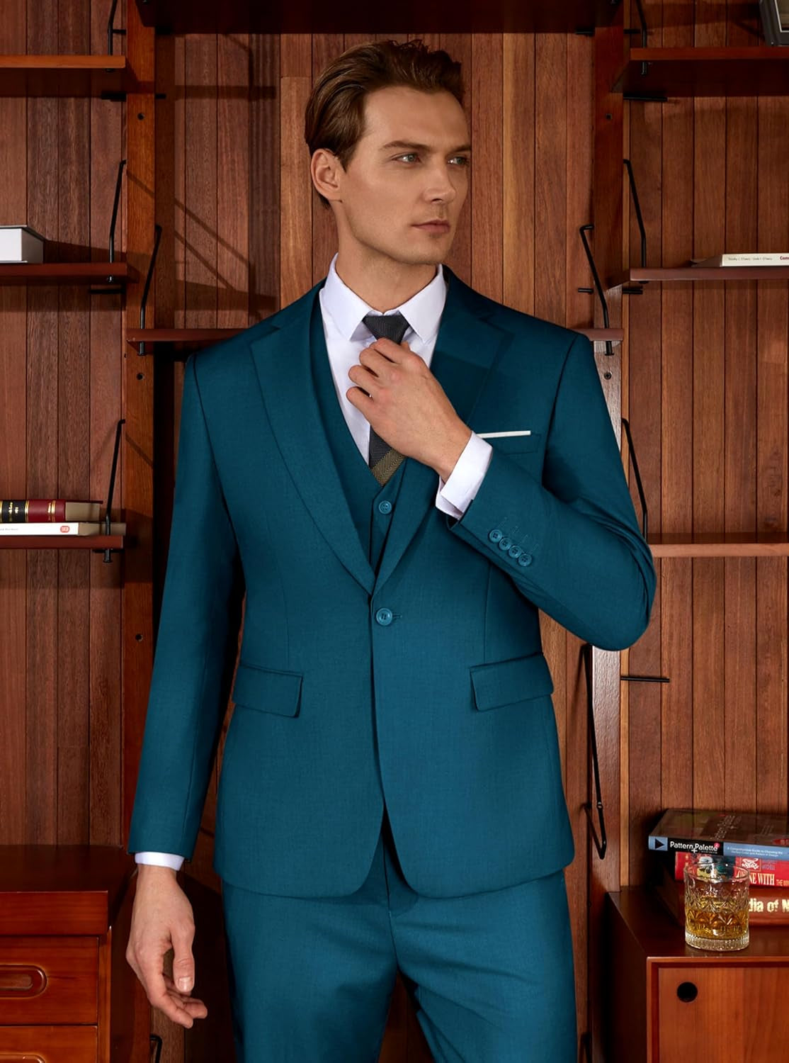 Men’S Slim Fit Suit One Button 3-Piece Blazer Dress Business Wedding Party Jacket Vest & Pant