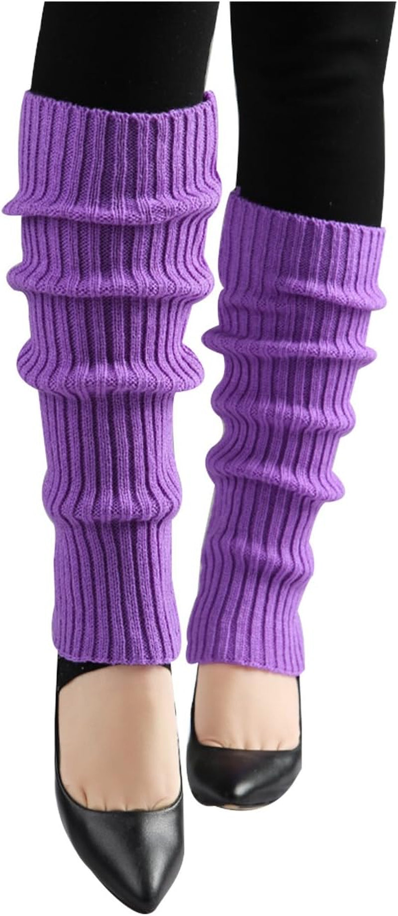 Women'S Knitted Design Solid Warm Thick Knee High Length Ribbed Leg Warmers