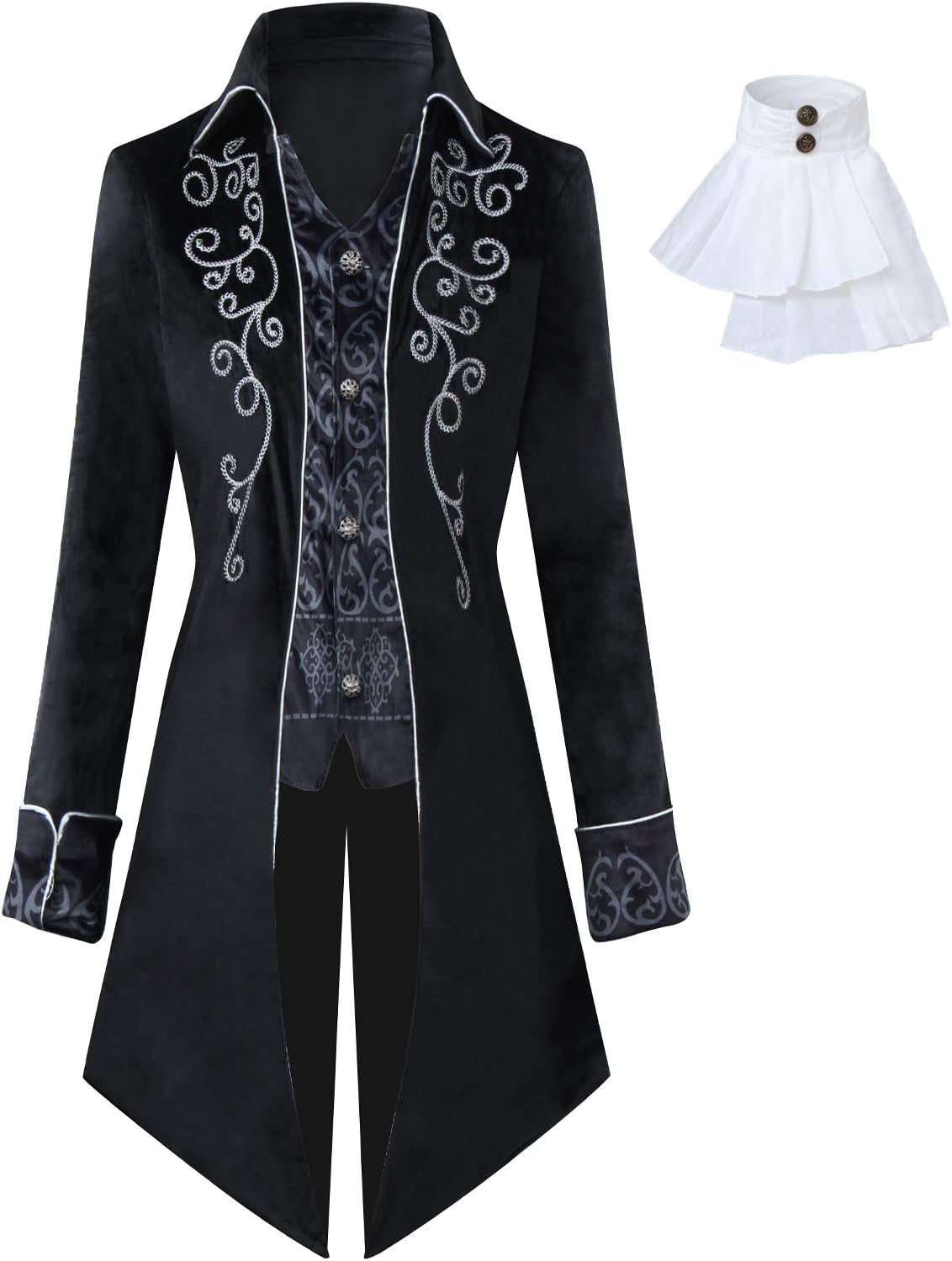 Men'S Gothic Steampunk Vintage Jacket Victorian Frock Coat Uniform Halloween