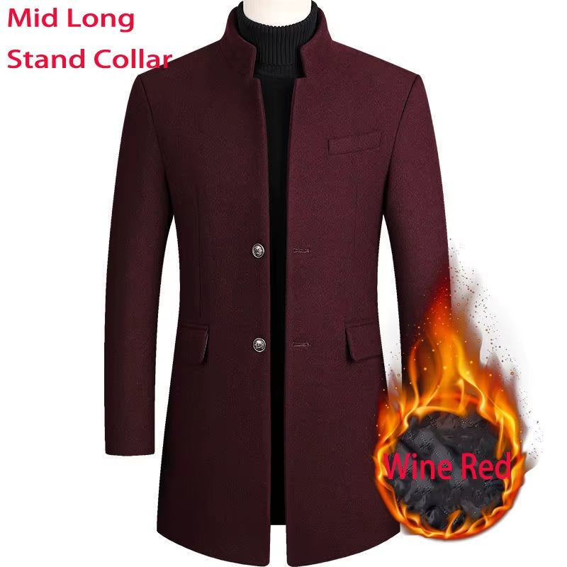 2023 Neue Extra Lange Wolle Graben Mantel Männlichen Winter Marke Mens Cashmere Mantel Slim Fit Woll Peacoat Windjacke Manteau Homme 4XL