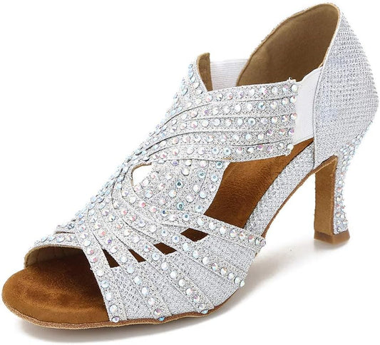 Women Rhinestone Dance Shoes Ballroom Latin Salsa Bachata Performance Dance Dancing Shoes