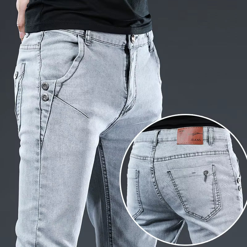 Marke 2023 Neuheiten Jeans Männer Qualität Casual Männlichen Denim Hosen Gerade Slim Fit Dark Grau Herren Hosen Yong Mann