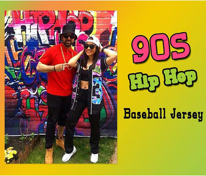 90S Clothing for Women,Unisex Hip Hop Outfit for Party,Bel Air Baseball Jersey,Short Sleeve Button down Shirt