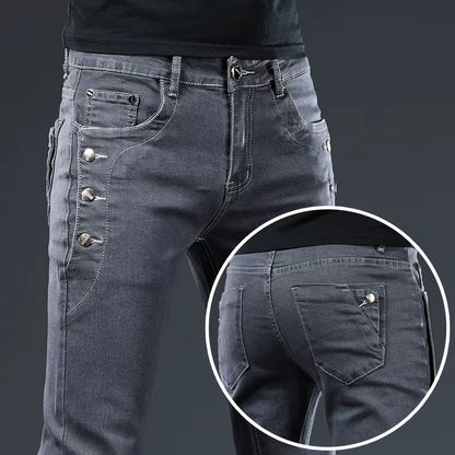 Marke 2023 Neuheiten Jeans Männer Qualität Casual Männlichen Denim Hosen Gerade Slim Fit Dark Grau Herren Hosen Yong Mann