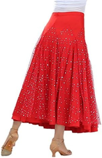 ® Elegant Sequin Ballroom Waltz Dancing Long Swing Party Skirt One Size