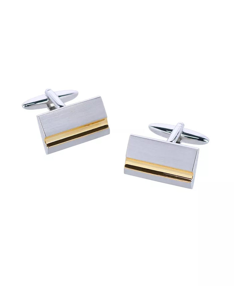 Stately Shiny Gold and Brushed Rhodium Cufflinks