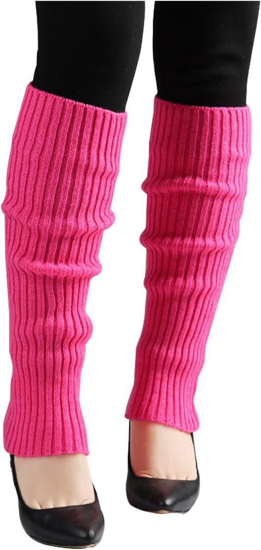 Women'S Knitted Design Solid Warm Thick Knee High Length Ribbed Leg Warmers