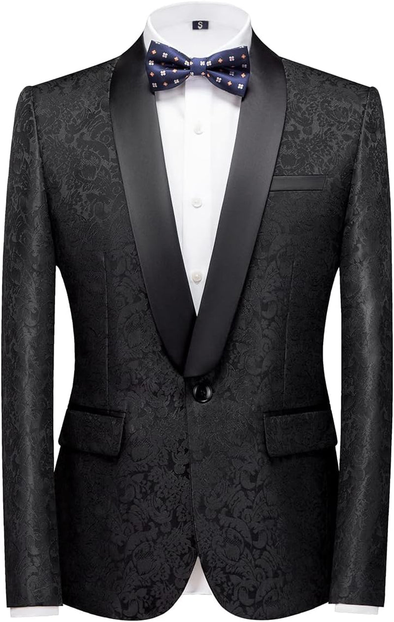 Mens Tuxedo Suits Slim Fit 3 Piece Formal Skinny Tuxedo Suit Set Shawl Lapel Paisley Suits Men for Wedding Prom