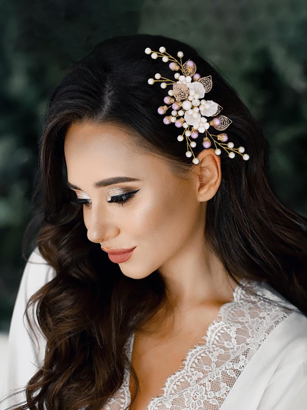 IYOU Perle Braut Haar Kamm Gold Blume Hochzeit Seite Kämme Blatt Braut Brautjungfer Haarschmuck Für Frauen